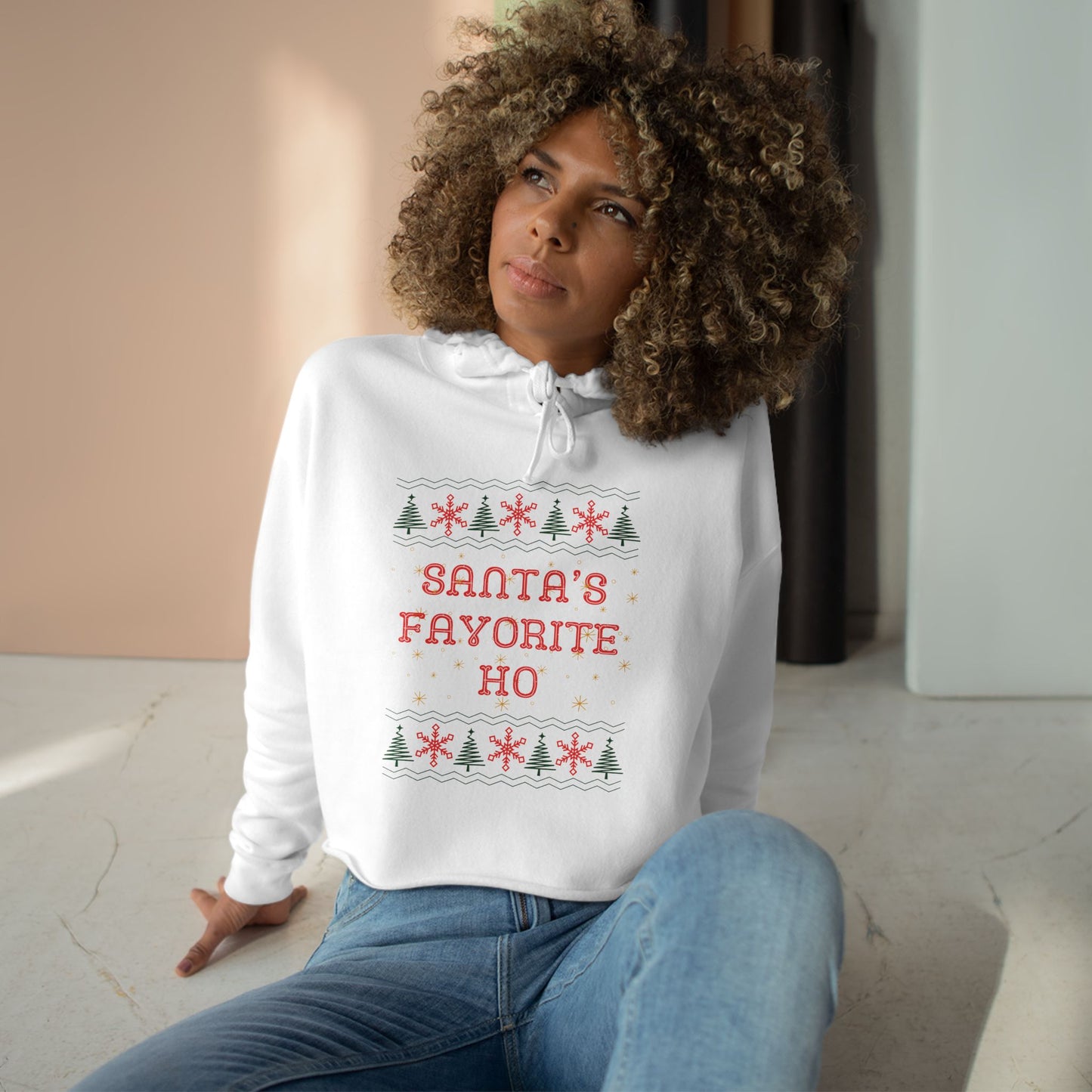 Santa's Favorite Ho, Crop Hoodie
