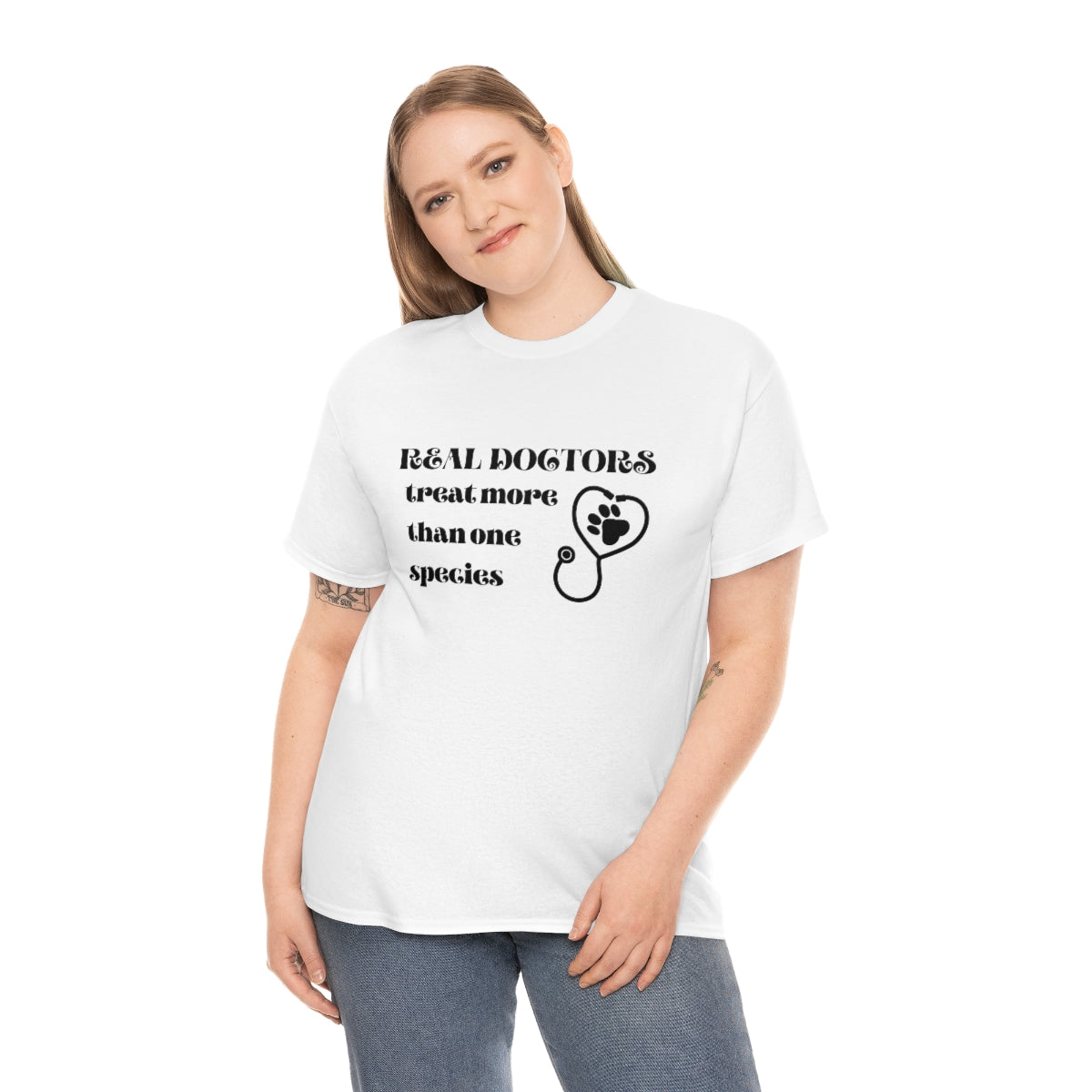 "Real doctors treat more than one species" Tee