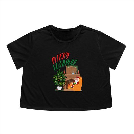 "Merry Kushmas" Stoner Santa, Cropped Tee