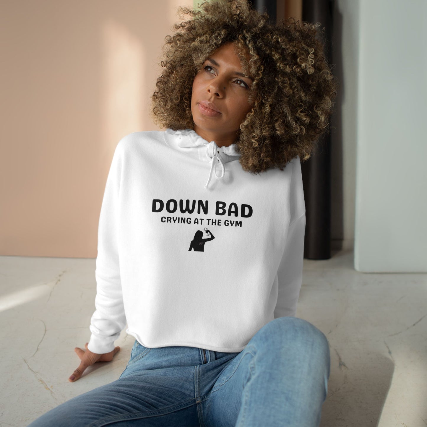 'Down Bad Crying at the Gym' Crop Hoodie