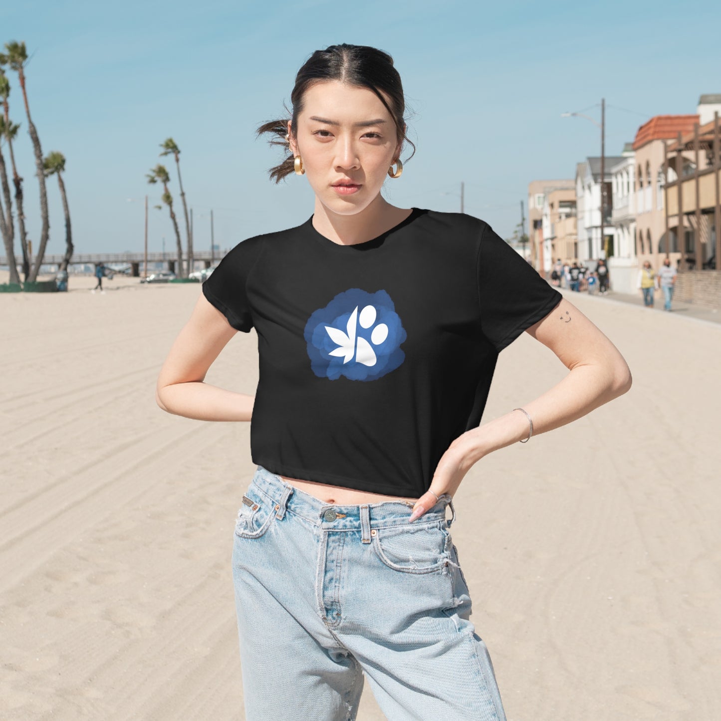 Dope Dogs Blue Smoke Cropped Tee