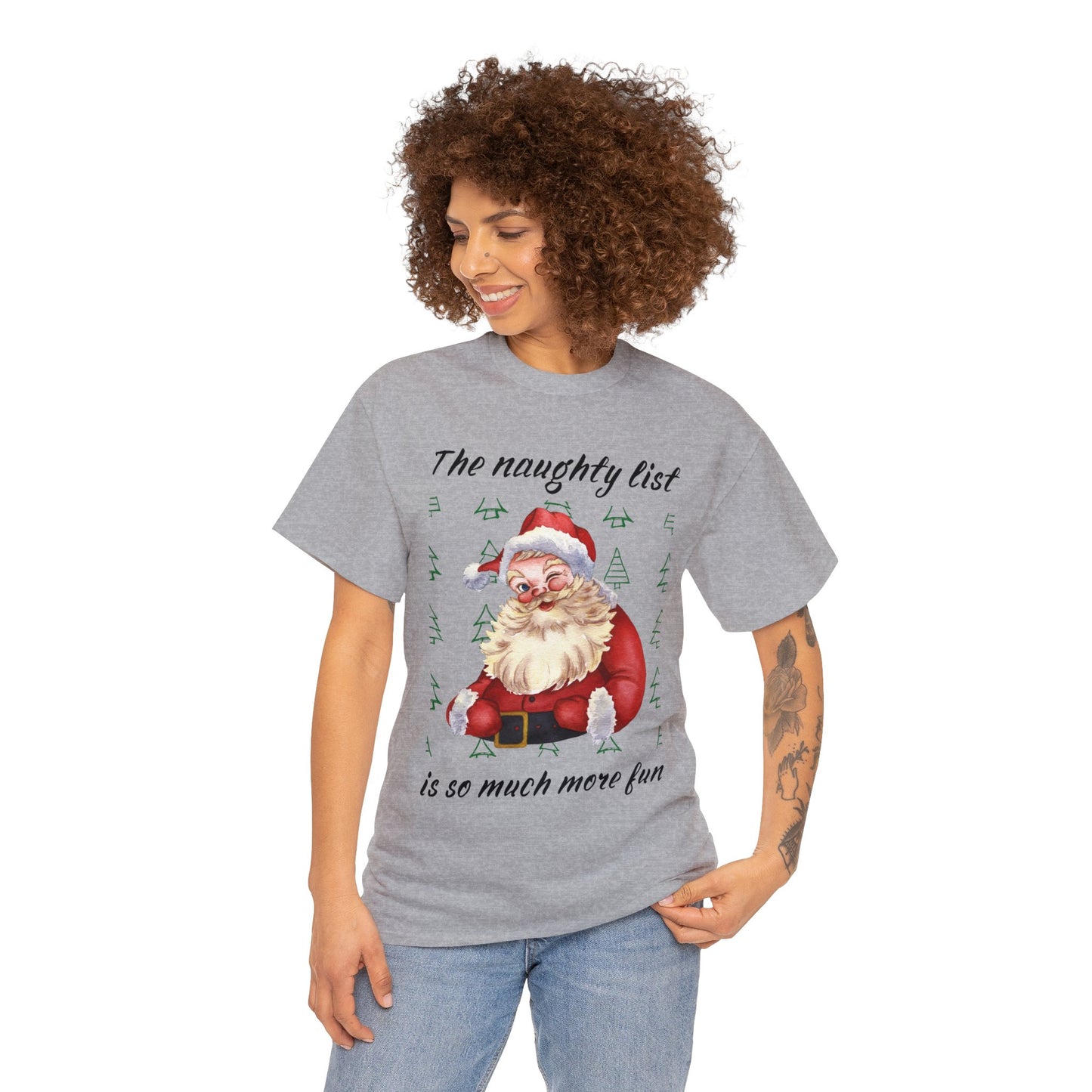 "The naughty list is so much more fun" Flirty Santa, Tee