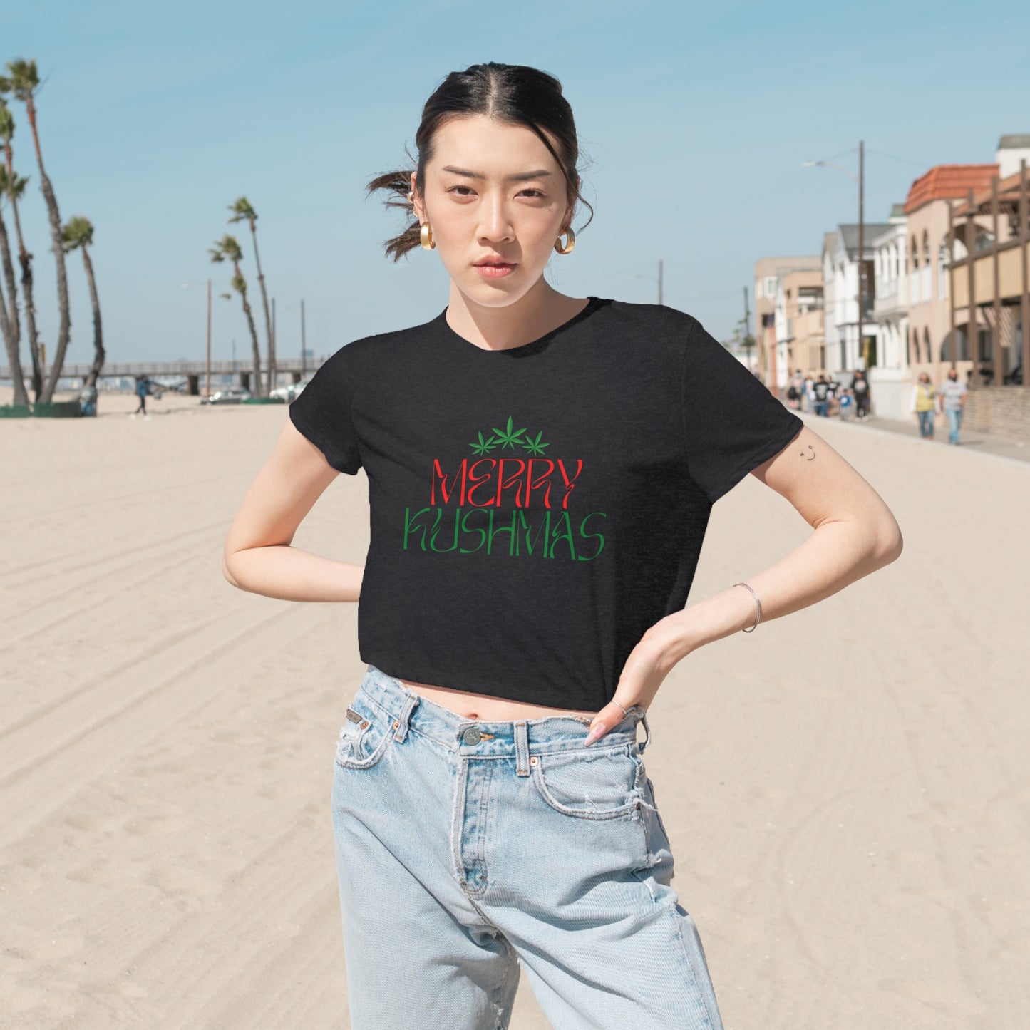 "Merry Kushmas", Cropped Tee