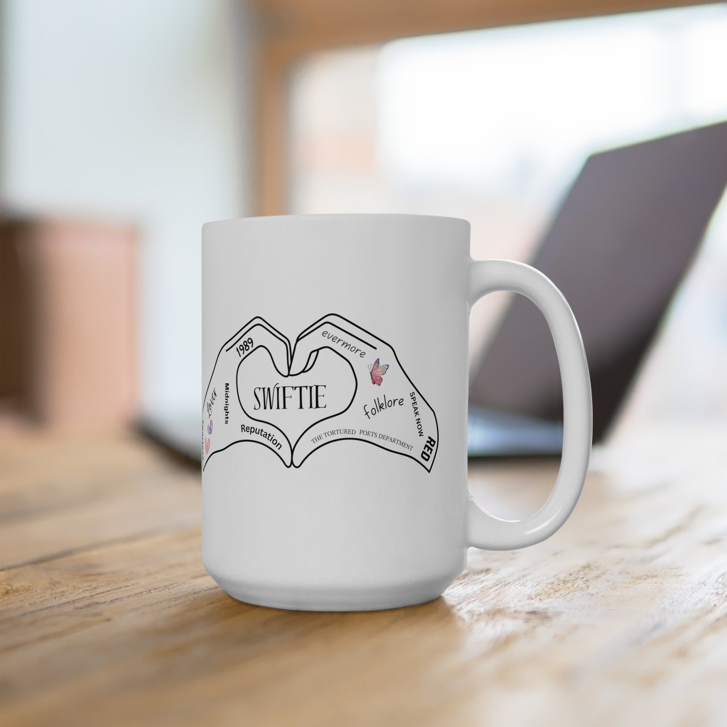 Swifte Hand Heart w/ Albums, Ceramic Mug 15oz