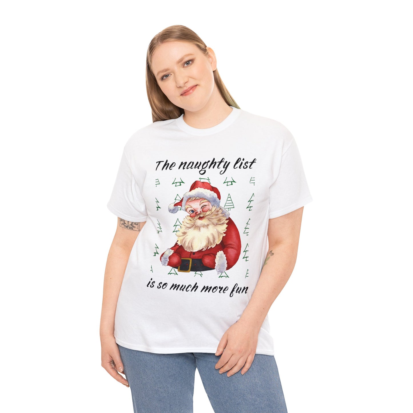 "The naughty list is so much more fun" Flirty Santa, Tee