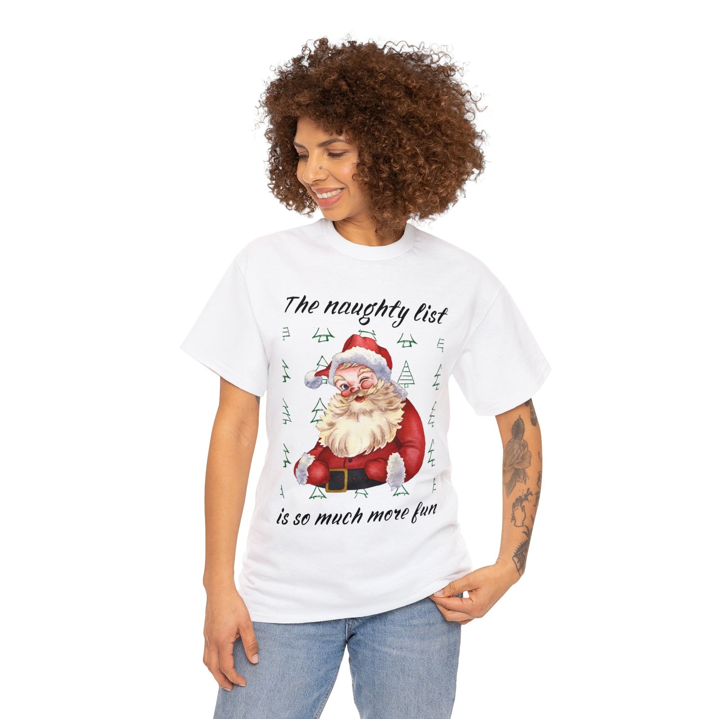 "The naughty list is so much more fun" Flirty Santa, Tee