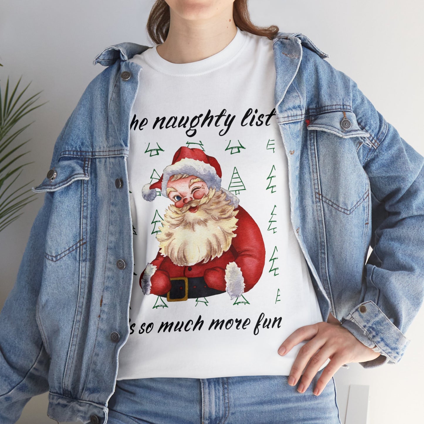 "The naughty list is so much more fun" Flirty Santa, Tee