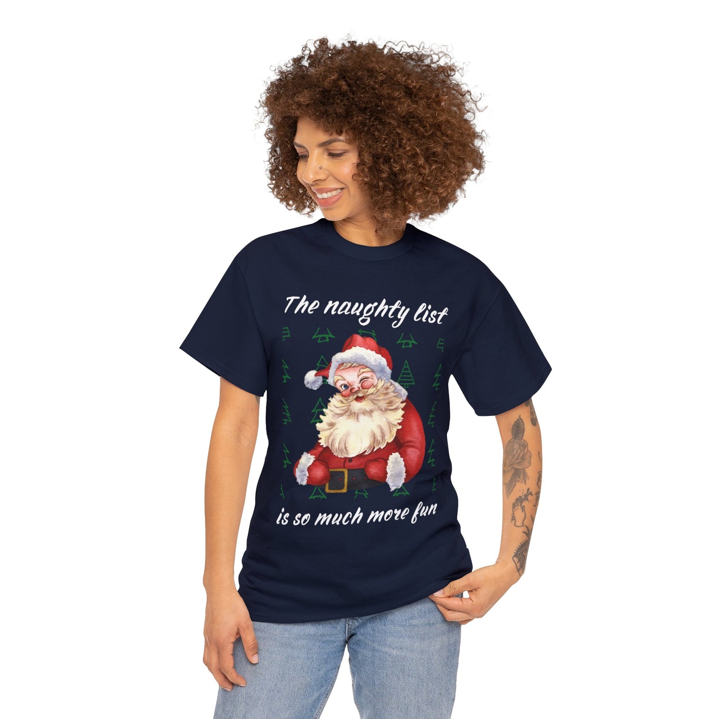 "The naughty list is so much more fun" Flirty Santa, Tee