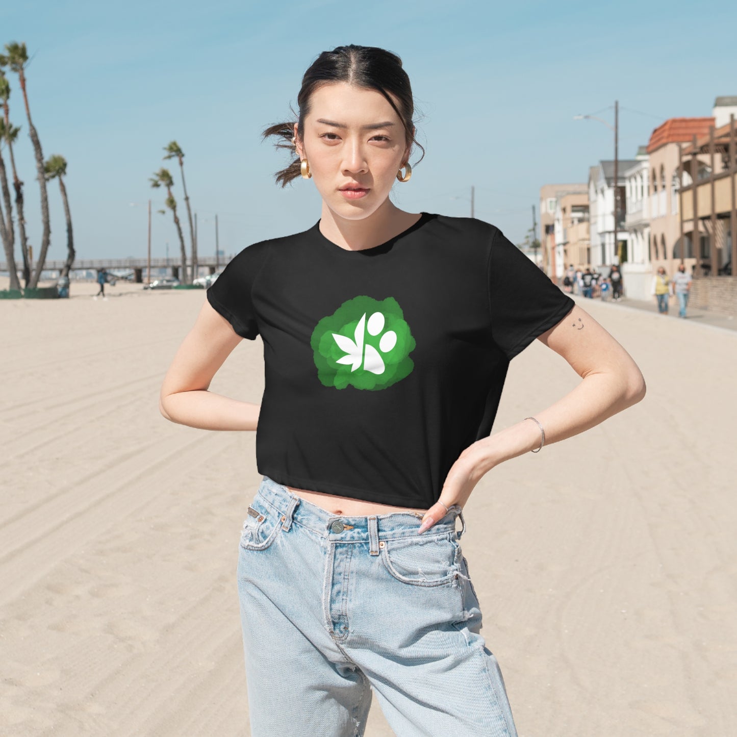 Dope Dogs Green Smoke Cropped Tee