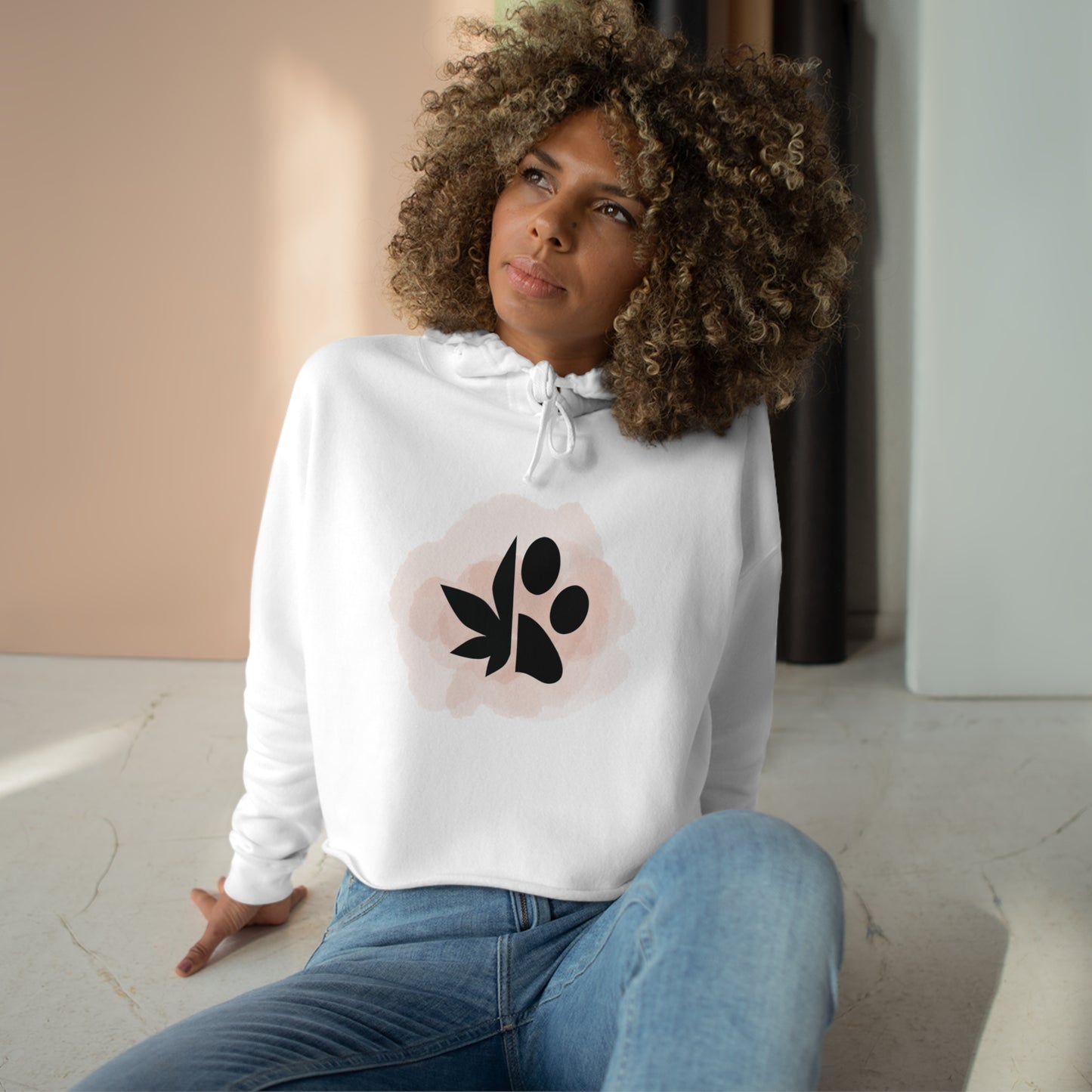 Dope Dogs Tan Smoke Cropped Hoodie