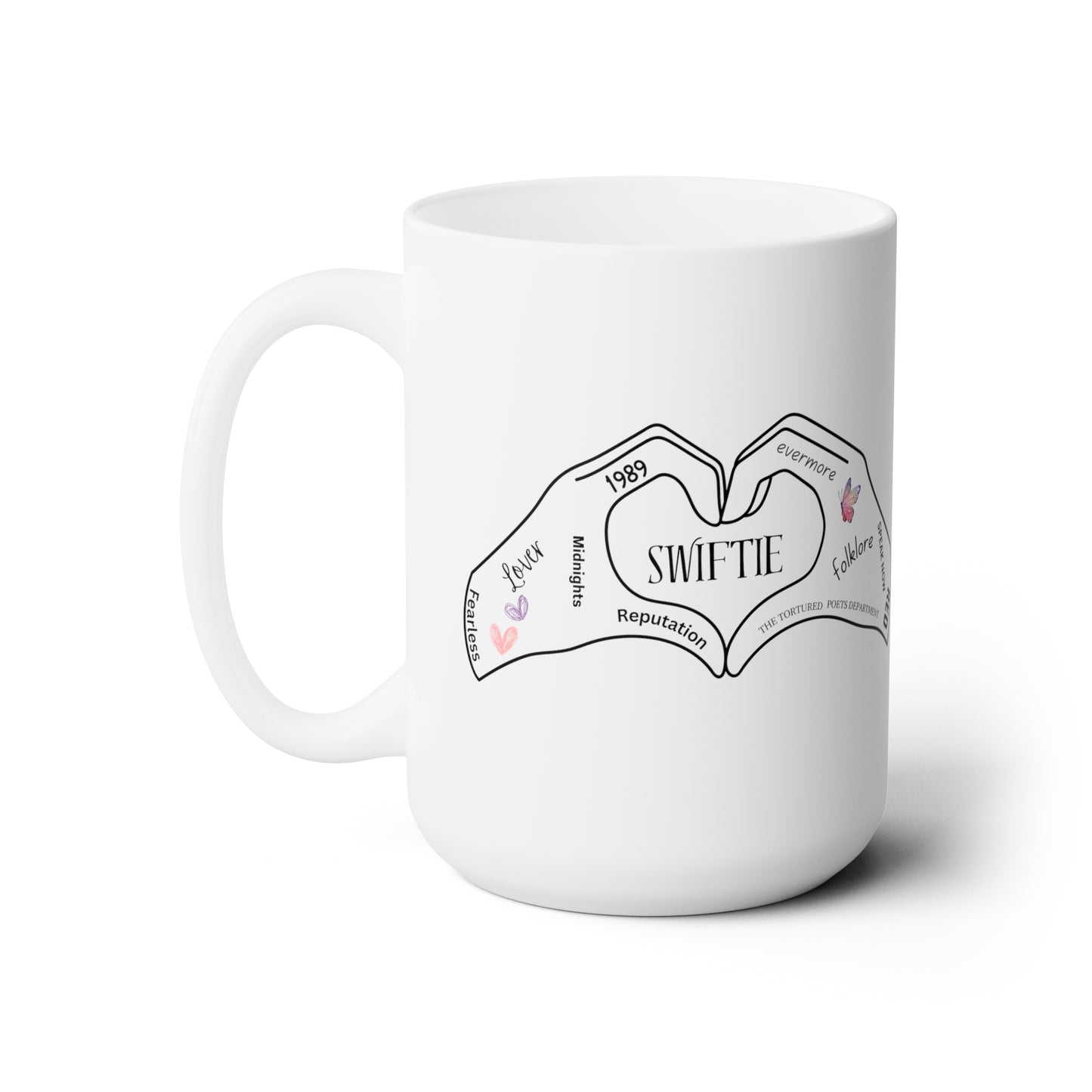 Swifte Hand Heart w/ Albums, Ceramic Mug 15oz