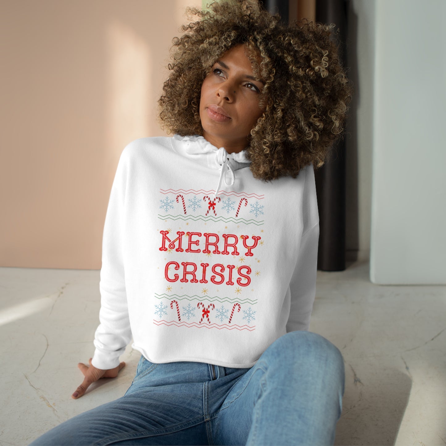 Merry Crisis, Cropped Christmas Hoodie