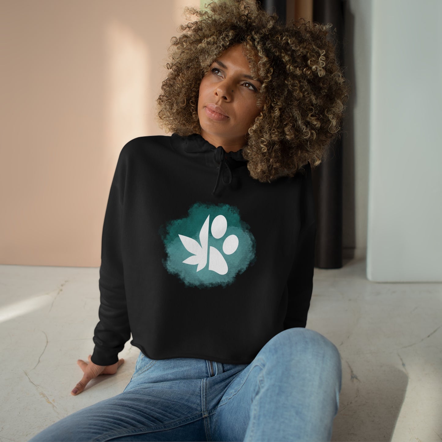 Dope Dogs Teal Smoke Cropped Hoodie