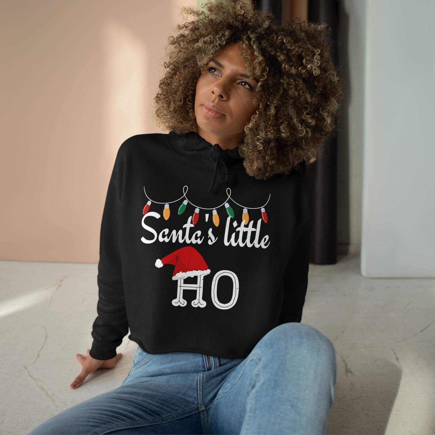 "Santa's Little Ho", Crop Hoodie