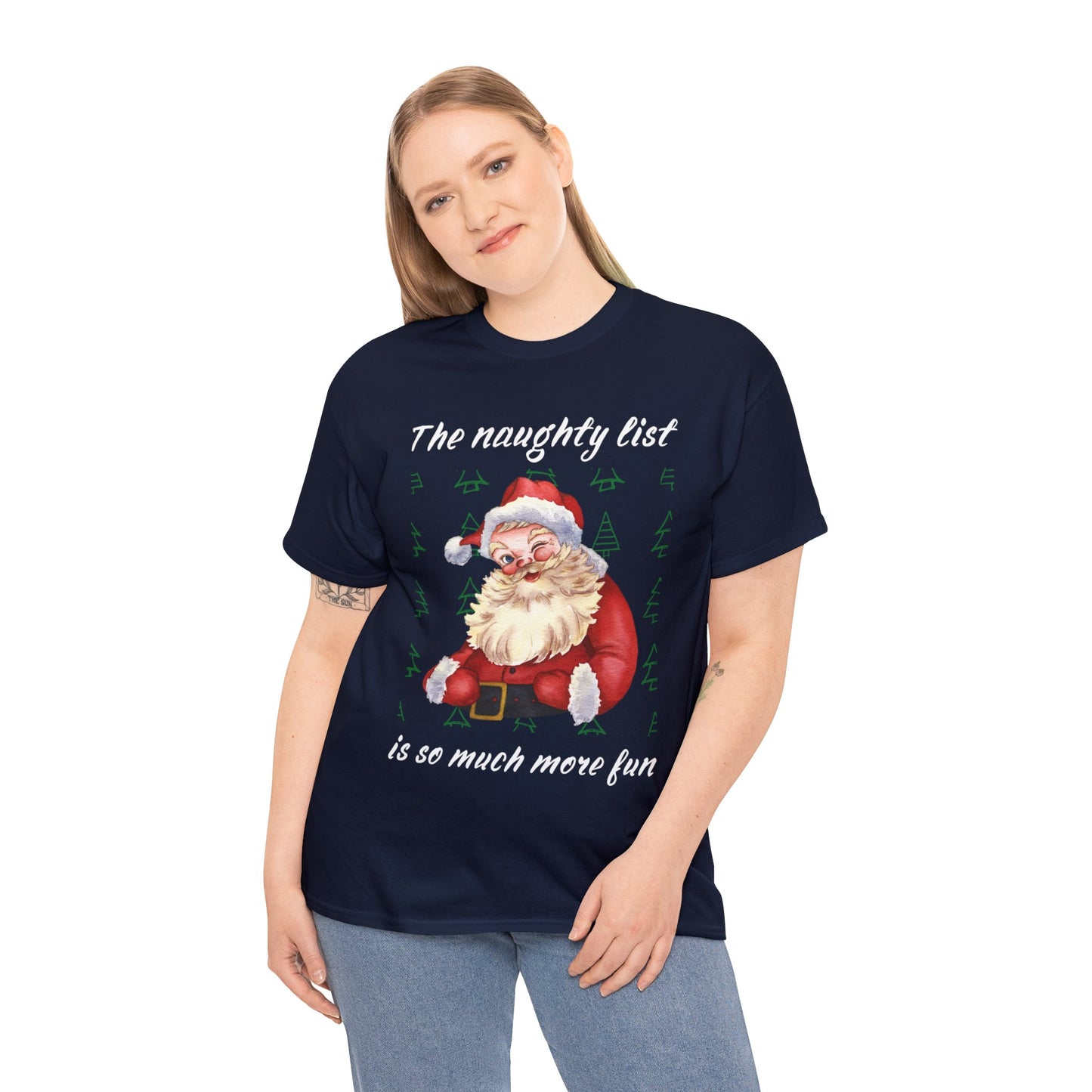 "The naughty list is so much more fun" Flirty Santa, Tee