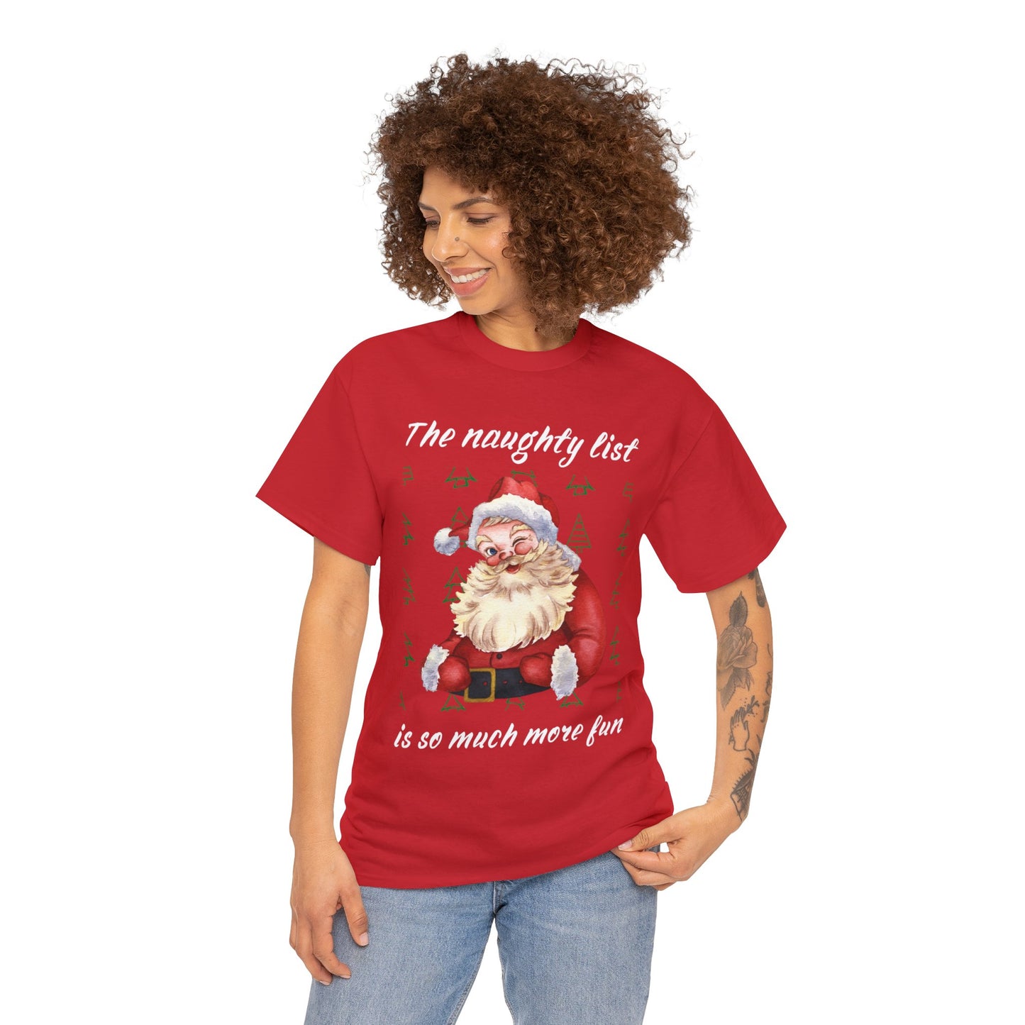 "The naughty list is so much more fun" Flirty Santa, Tee