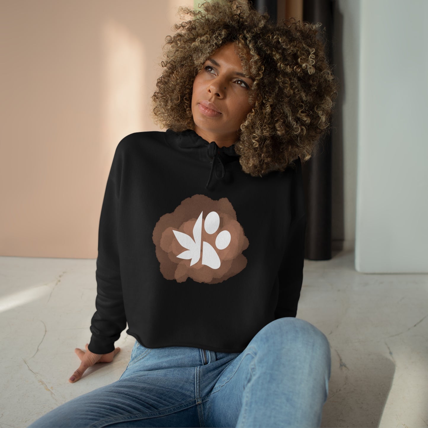 Dope Dogs Tan Smoke Cropped Hoodie