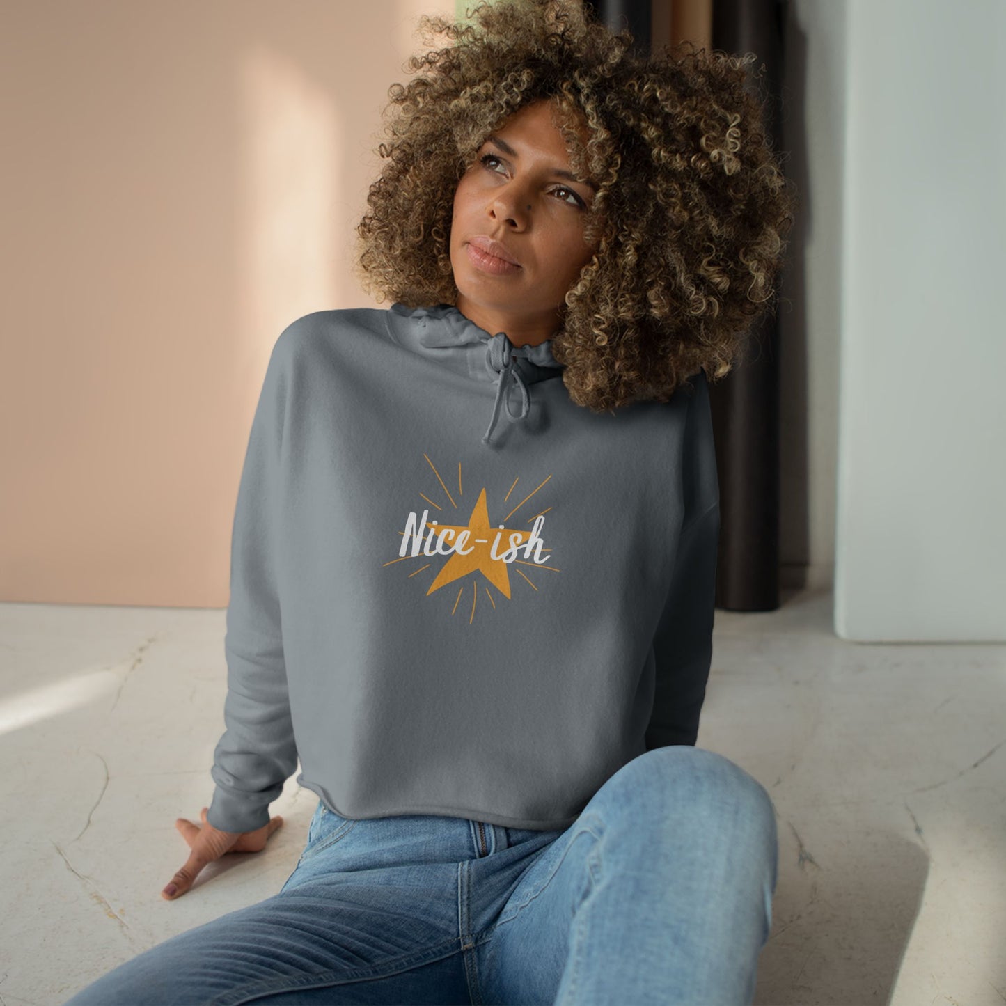 'Nice-ish' Holiday Crop Hoodie