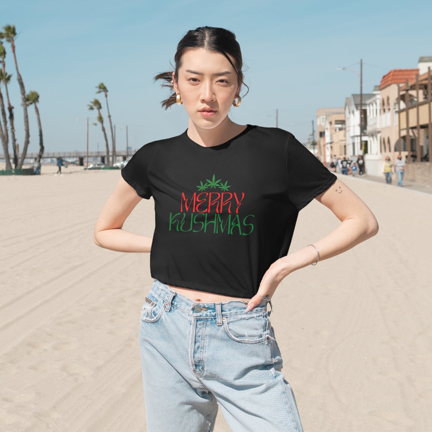 "Merry Kushmas", Cropped Tee