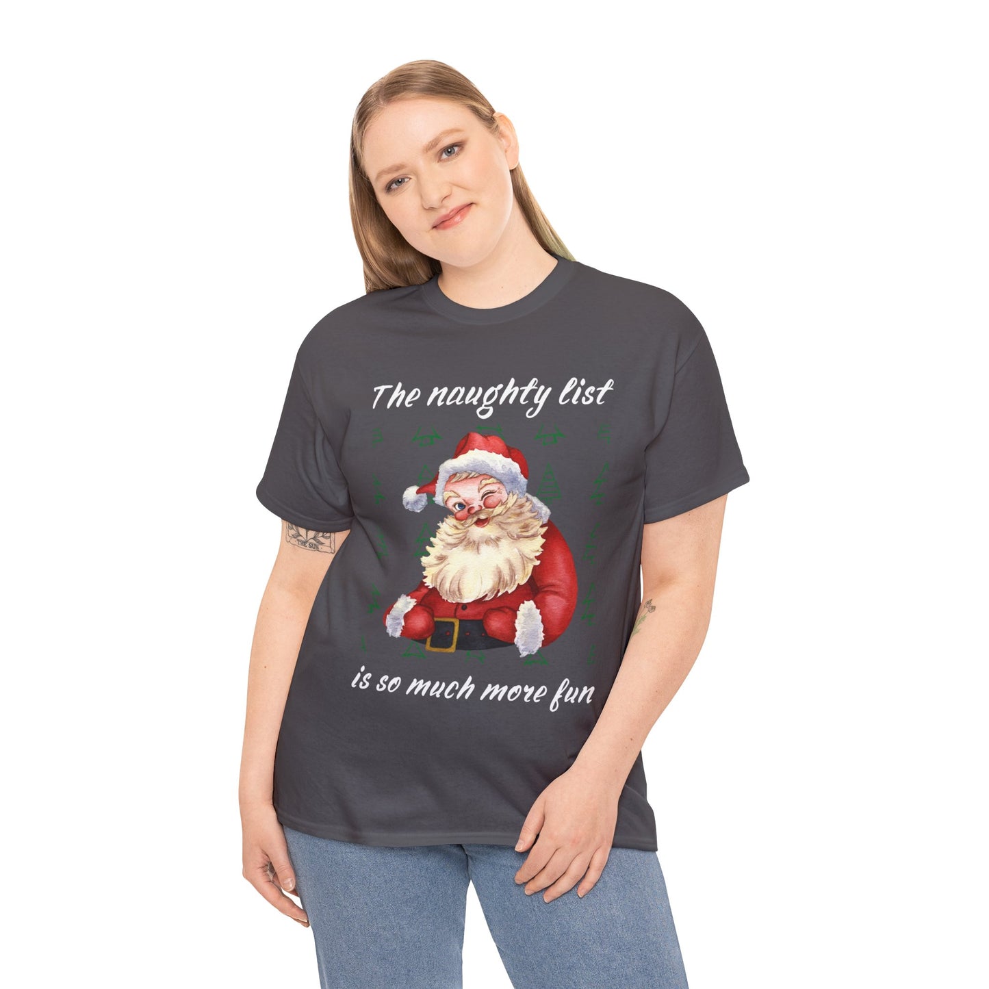 "The naughty list is so much more fun" Flirty Santa, Tee