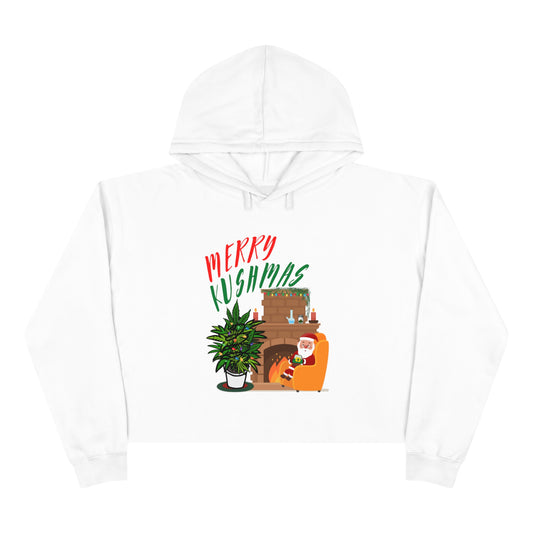 "Merry Kushmas" Stoner Santa, Cropped Hoodie