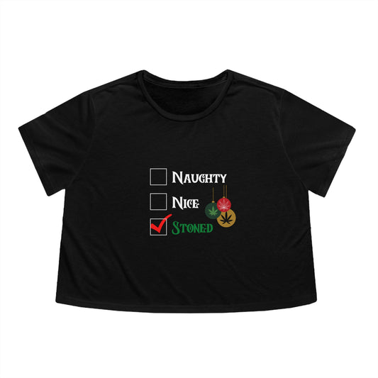 "Naughty, Nice, Stoned", Cropped Tee