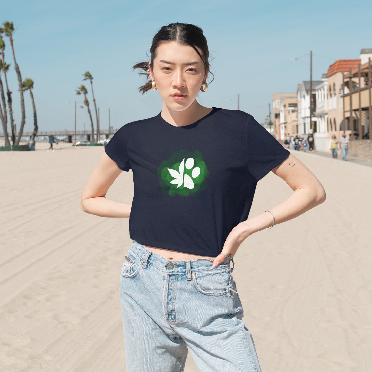 Dope Dogs Green Smoke Cropped Tee