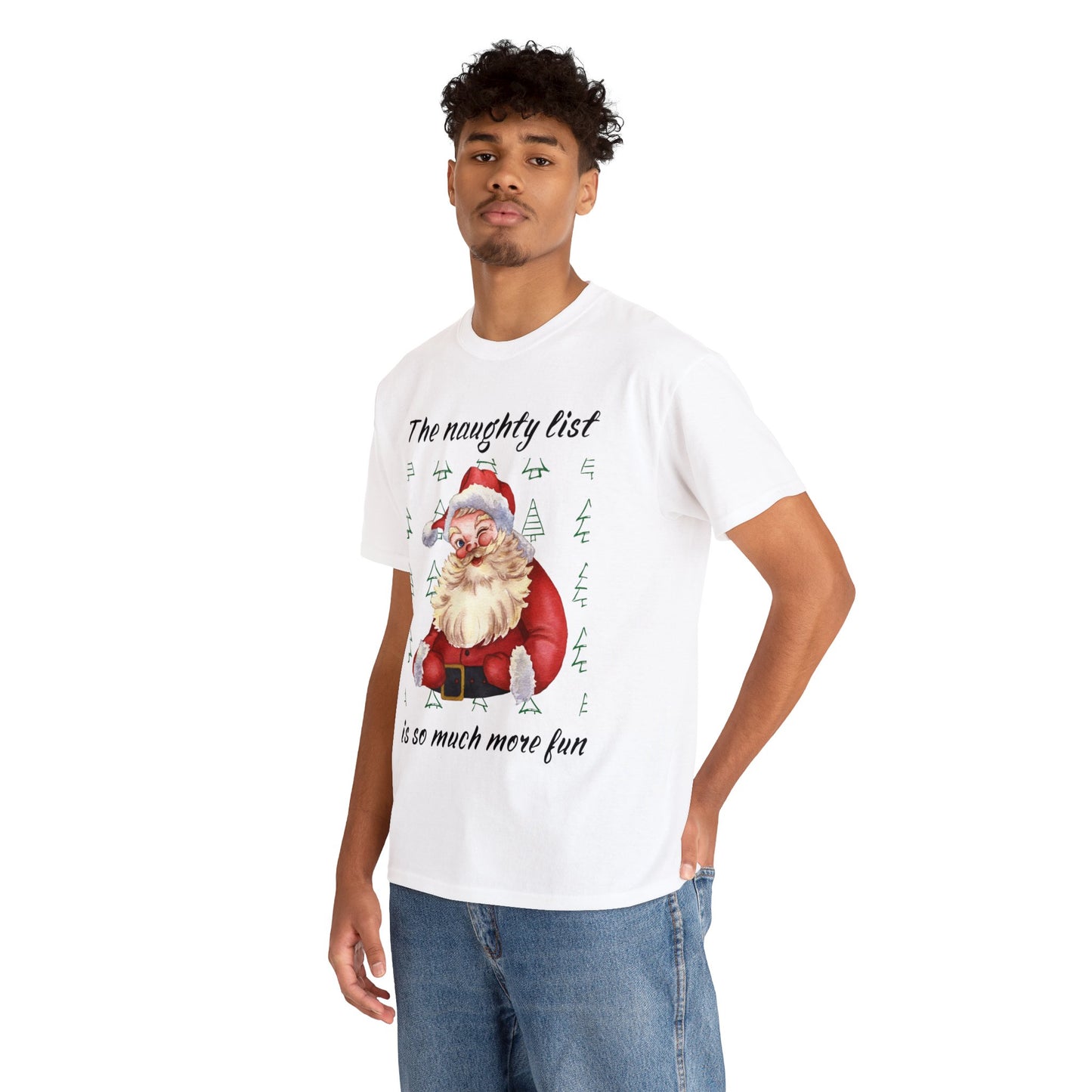 "The naughty list is so much more fun" Flirty Santa, Tee