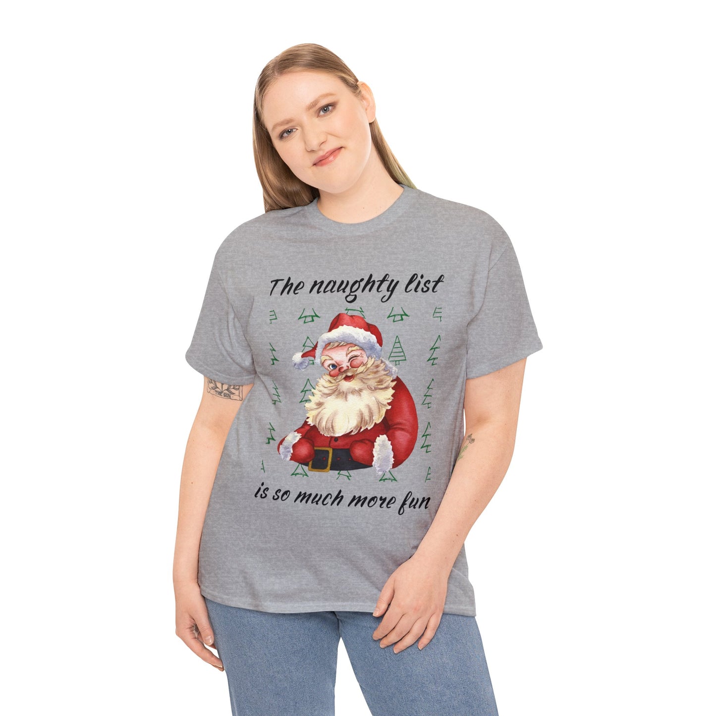 "The naughty list is so much more fun" Flirty Santa, Tee