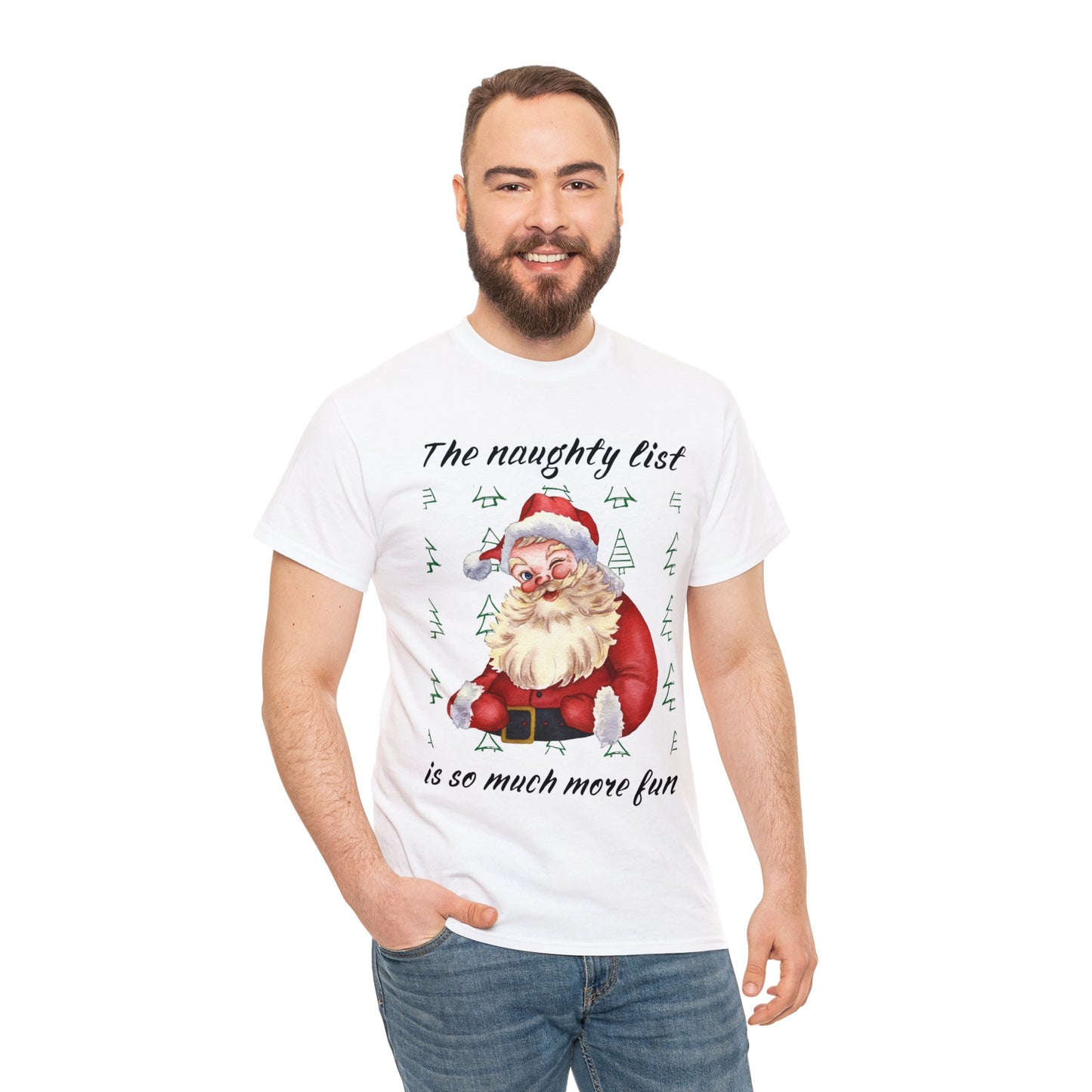 "The naughty list is so much more fun" Flirty Santa, Tee