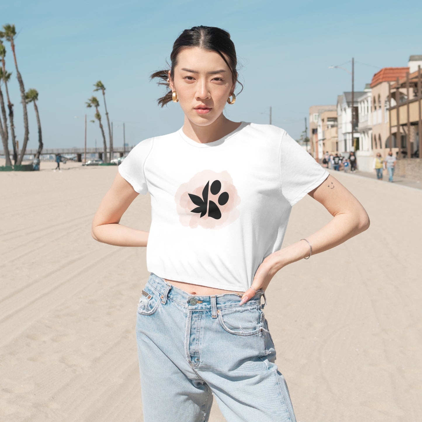 Dope Dogs Tan Smoke Cropped Tee