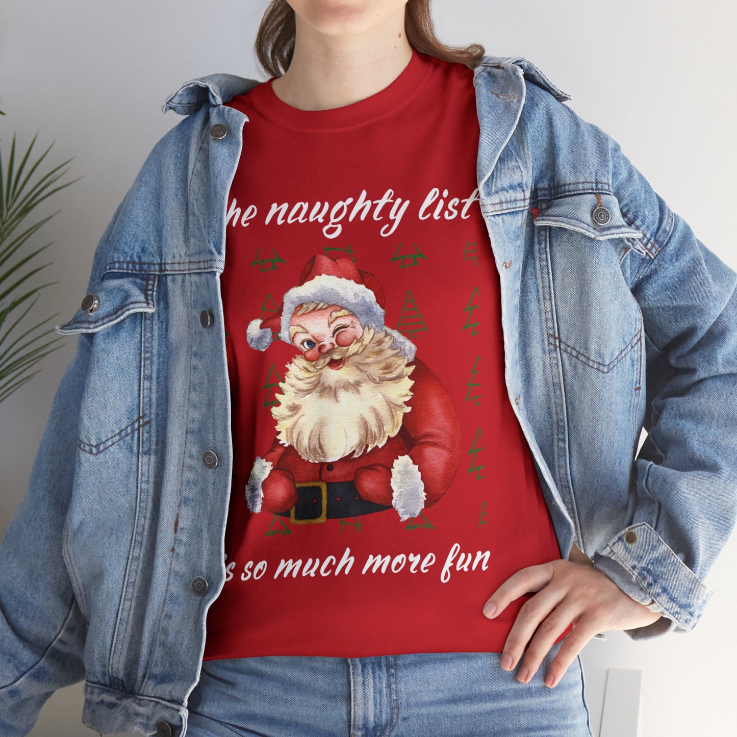 "The naughty list is so much more fun" Flirty Santa, Tee