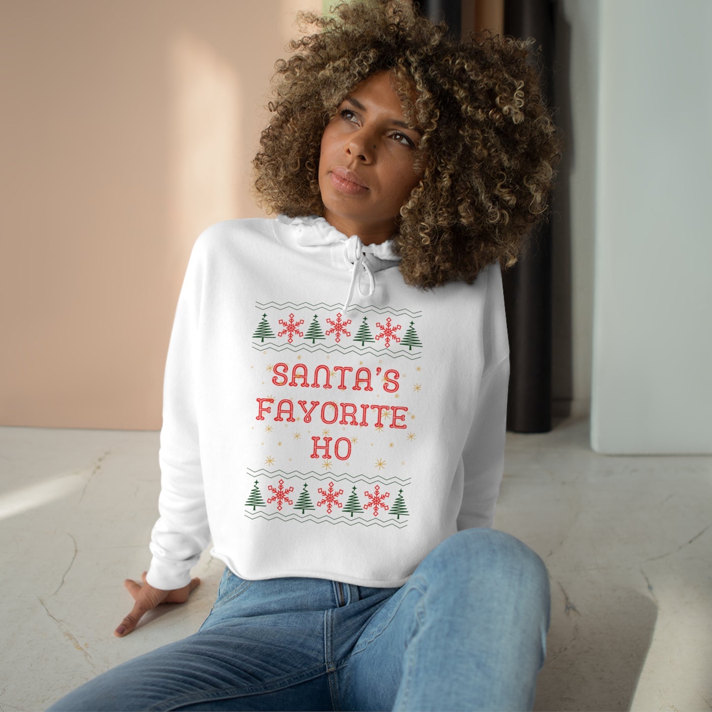 Santa's Favorite Ho, Cropped Hoodie