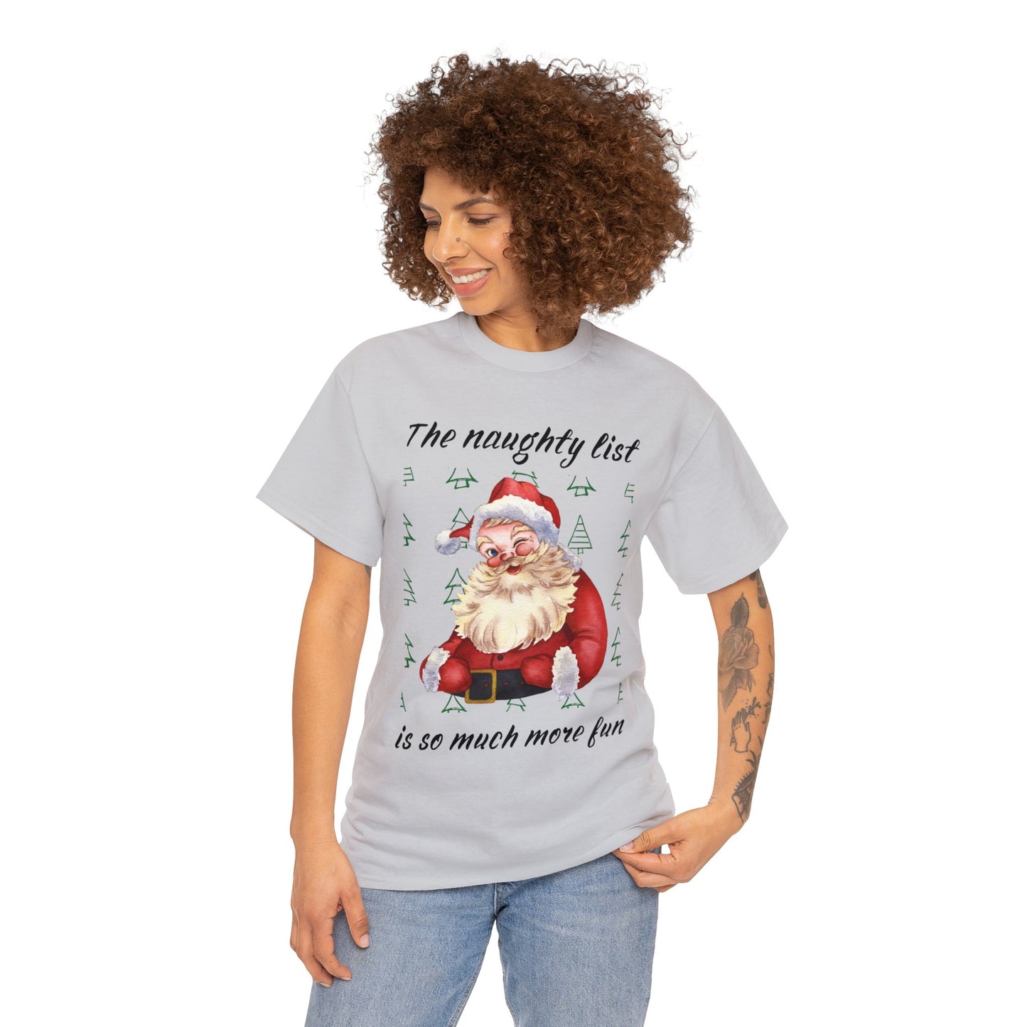 "The naughty list is so much more fun" Flirty Santa, Tee