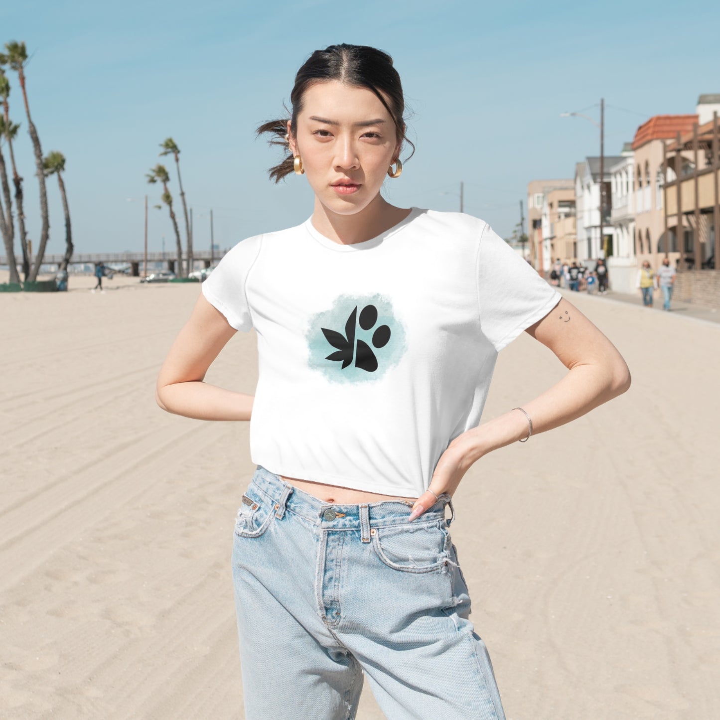 Dope Dogs Teal Smoke Cropped Tee