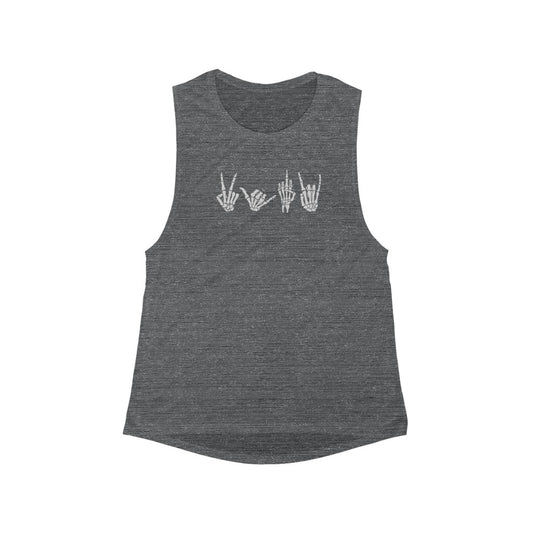 Skeleton Hand Signals Flowy Muscle Tank