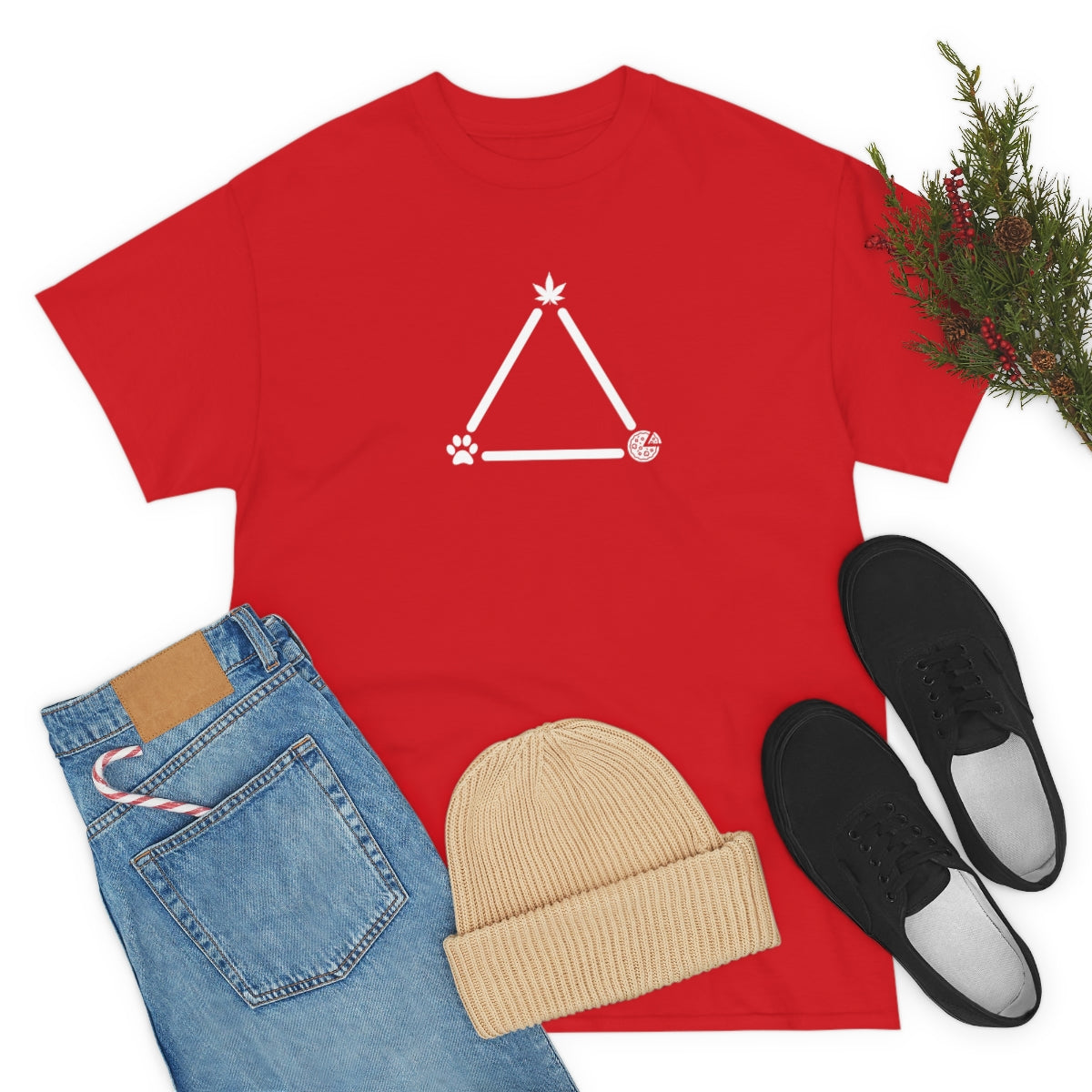 Pot, Puppies, Pizza Triangle Tee