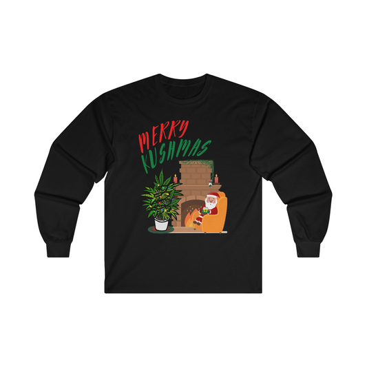 "Merry Kushmas" Stoner Santa, Long Sleeve Tee