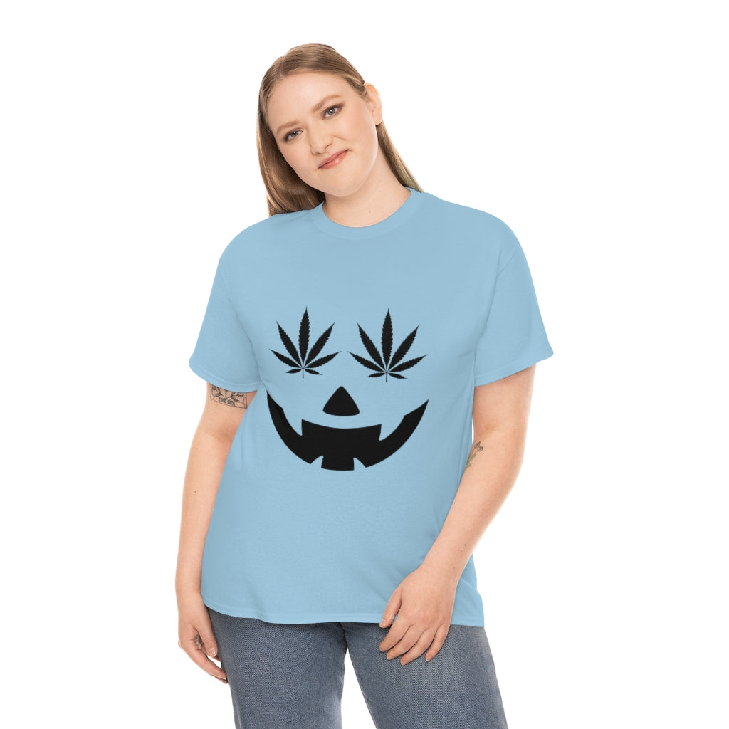 Pumpkin Face with Weed Eyes Cotton Tee