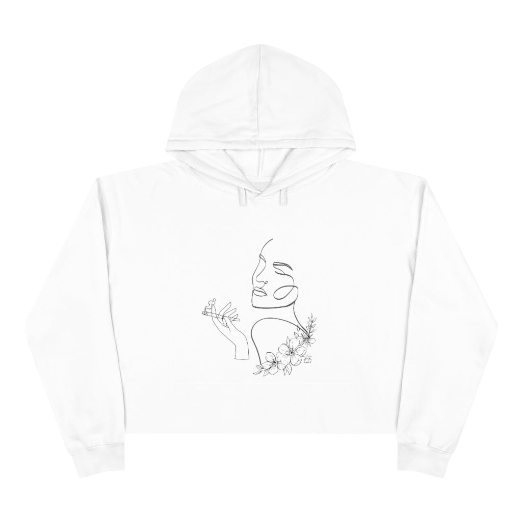 Smoking Woman Crop Hoodie