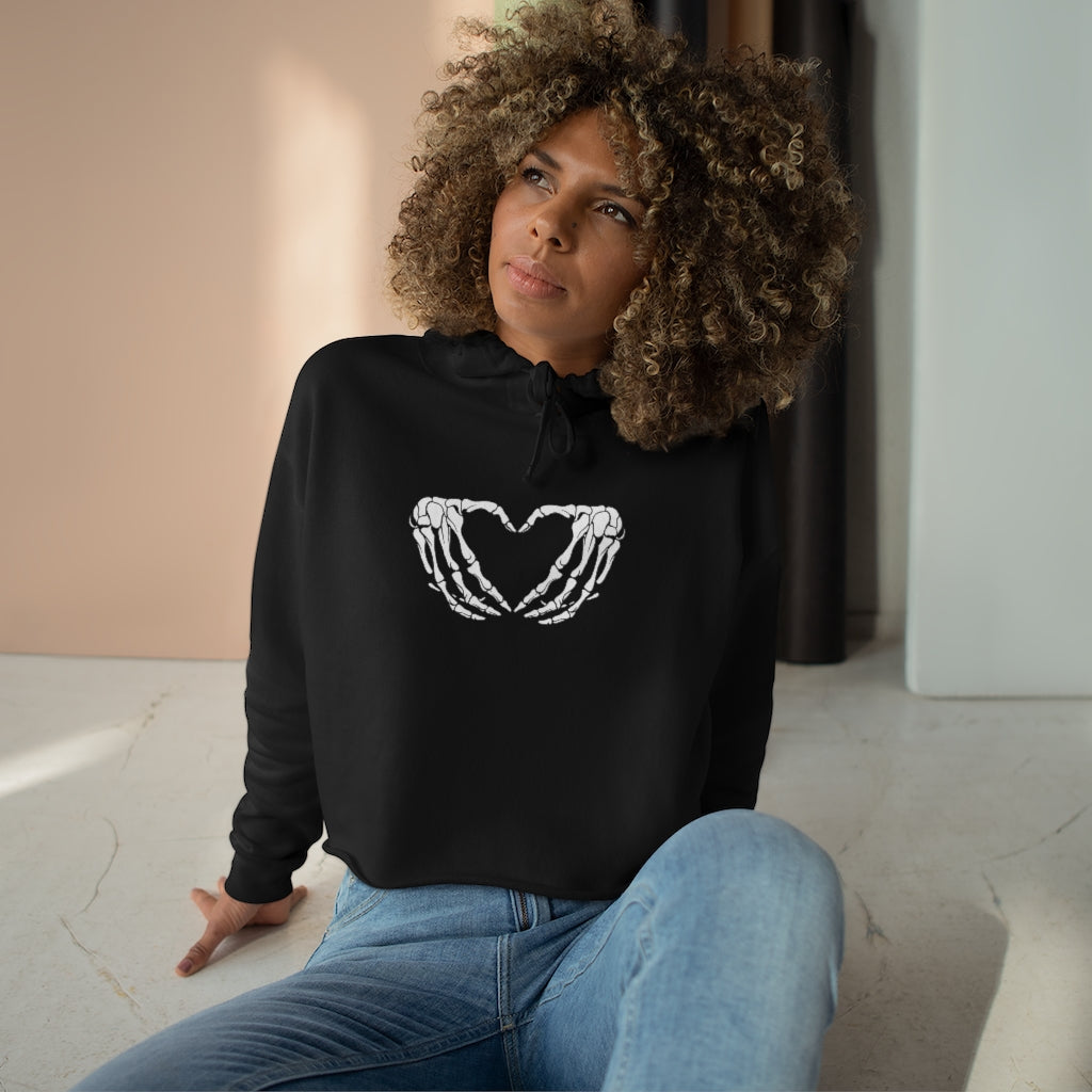 Skeleton Heart Crop Hoodie