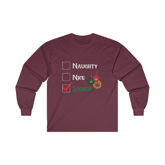 "Naughty, Nice, Stoned", Long Sleeve Tee