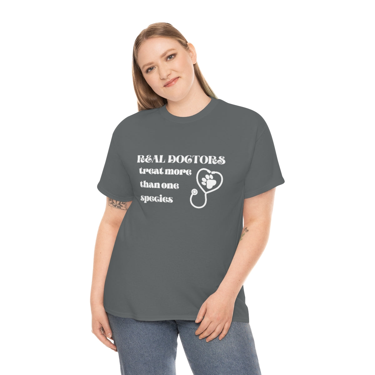 "Real doctors treat more than one species" Tee