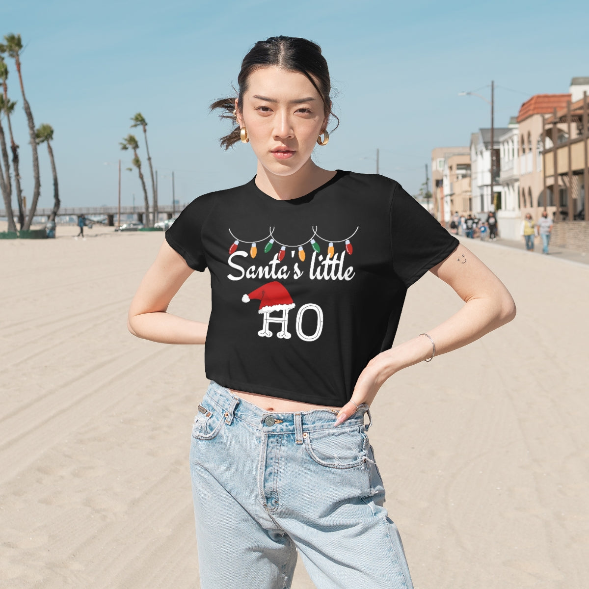 "Santa's Little Ho",  Cropped Tee