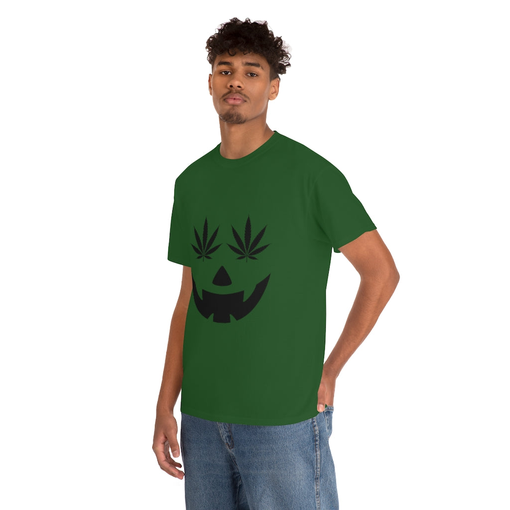 Pumpkin Face with Weed Eyes Cotton Tee