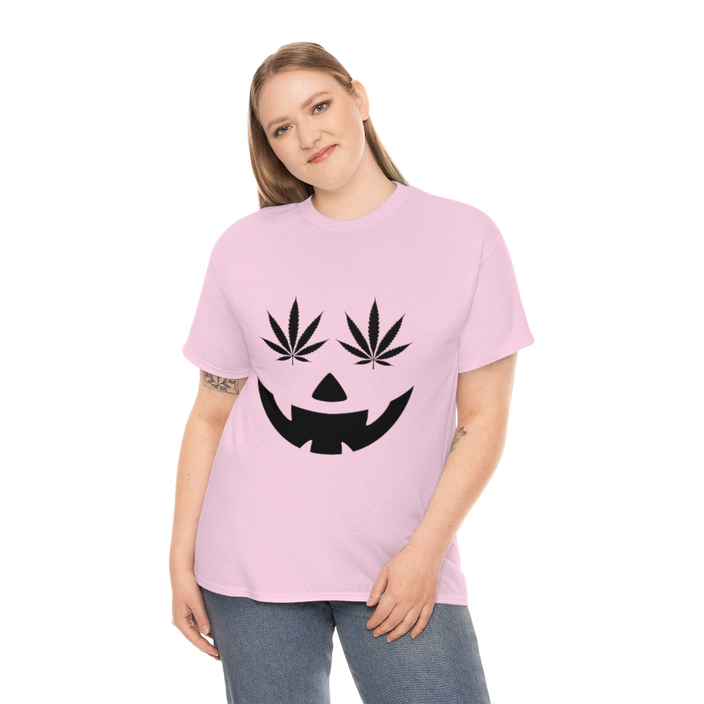 Pumpkin Face with Weed Eyes Cotton Tee