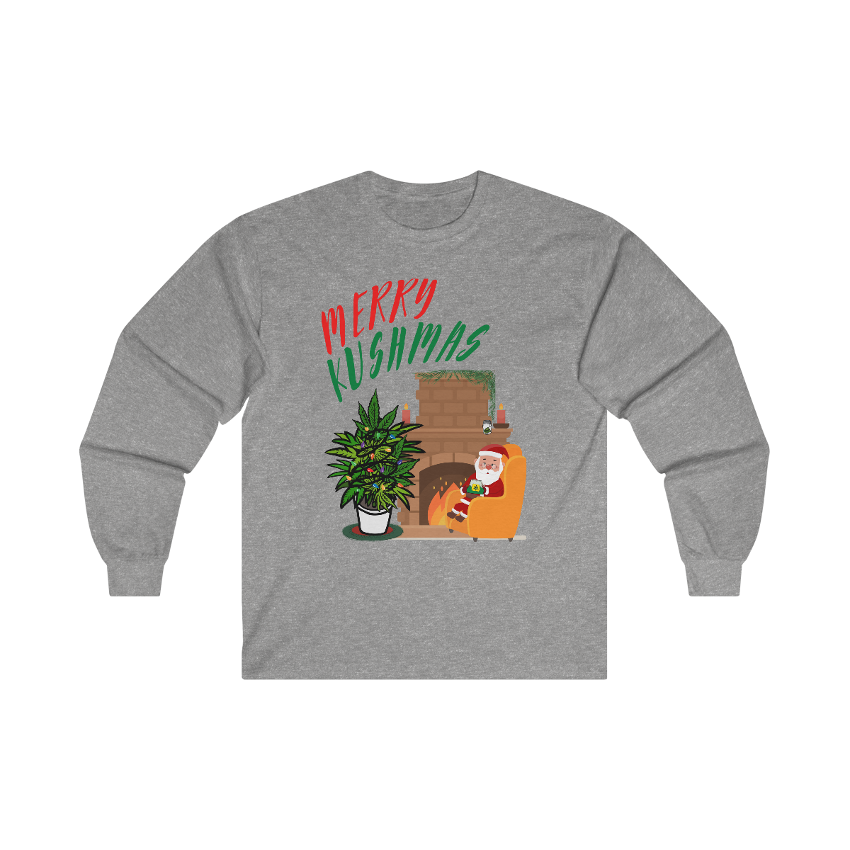 "Merry Kushmas" Stoner Santa, Long Sleeve Tee