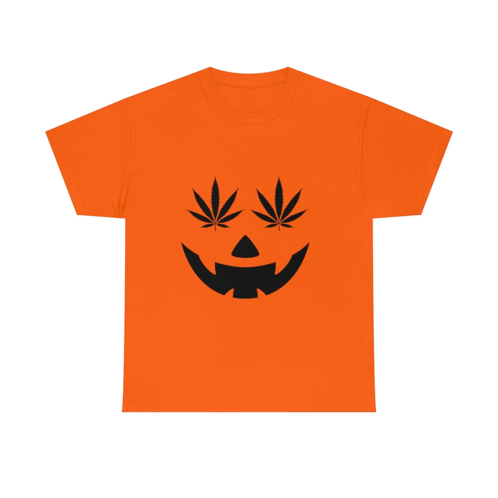 Pumpkin Face with Weed Eyes Cotton Tee