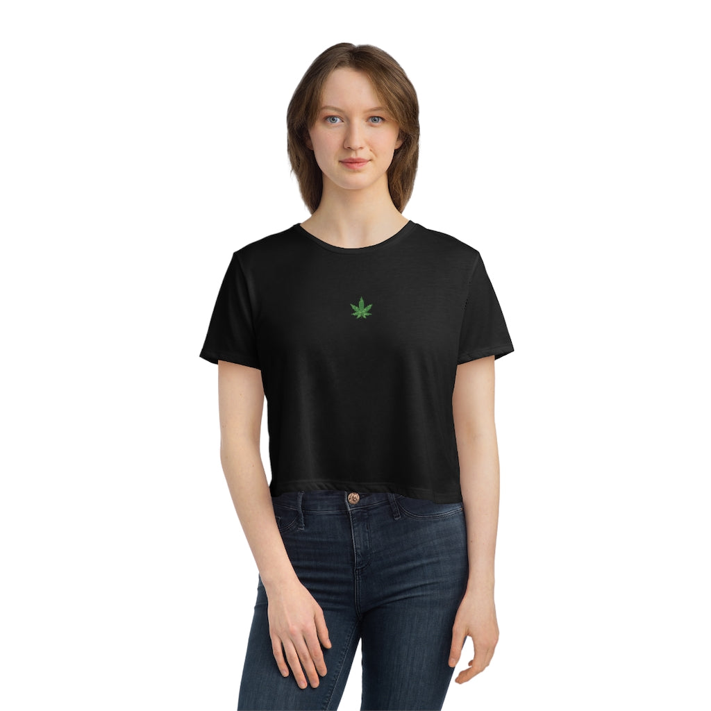 Weed Leaf Flowy Cropped Tee