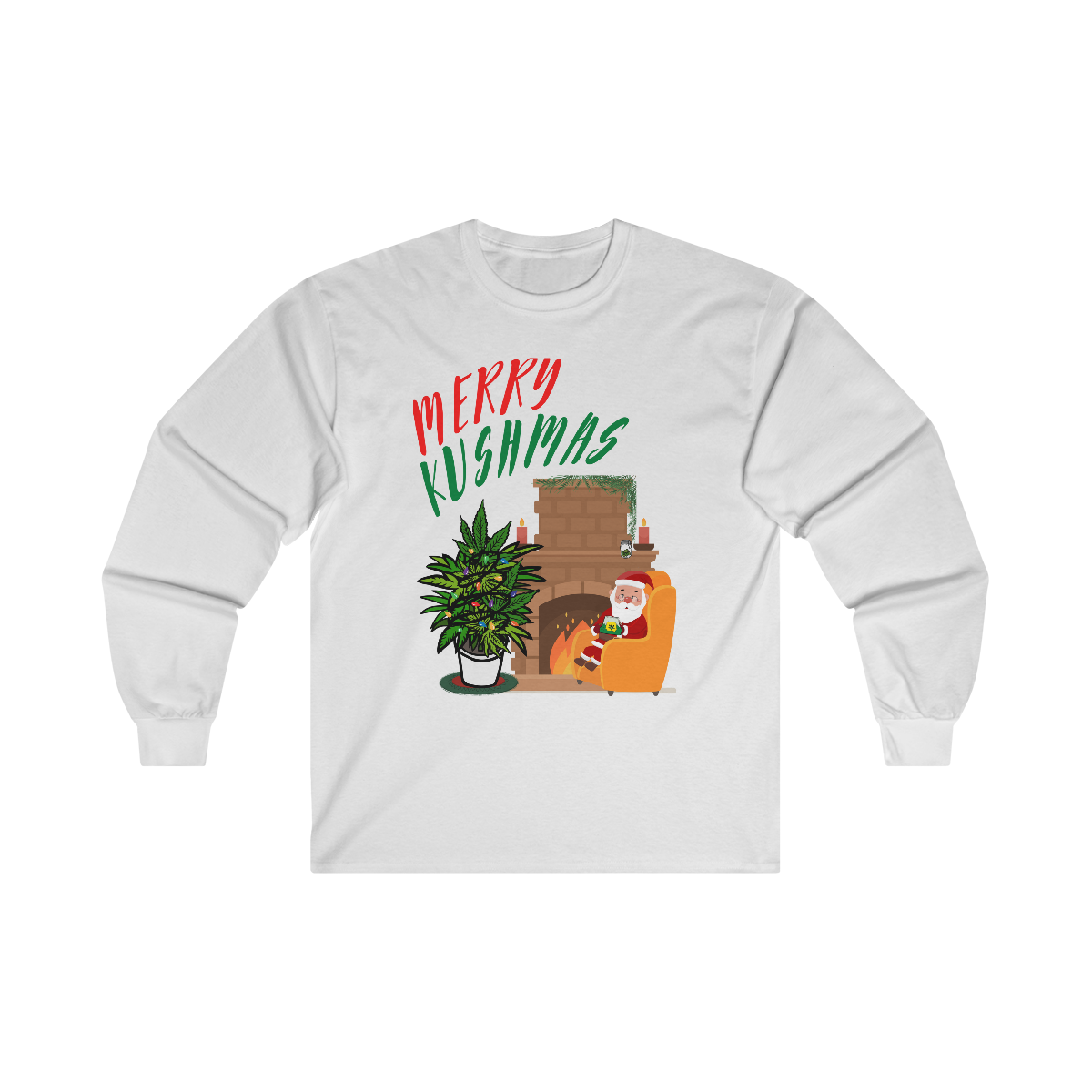 "Merry Kushmas" Stoner Santa, Long Sleeve Tee